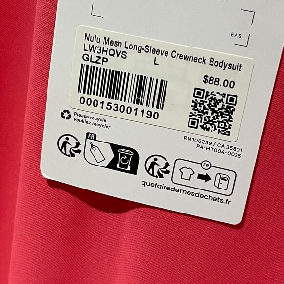 Sz L Lululemon Wundermost Nulu Mesh Long-Sleeve Crewneck Bodysuit - Picture 8 of 8